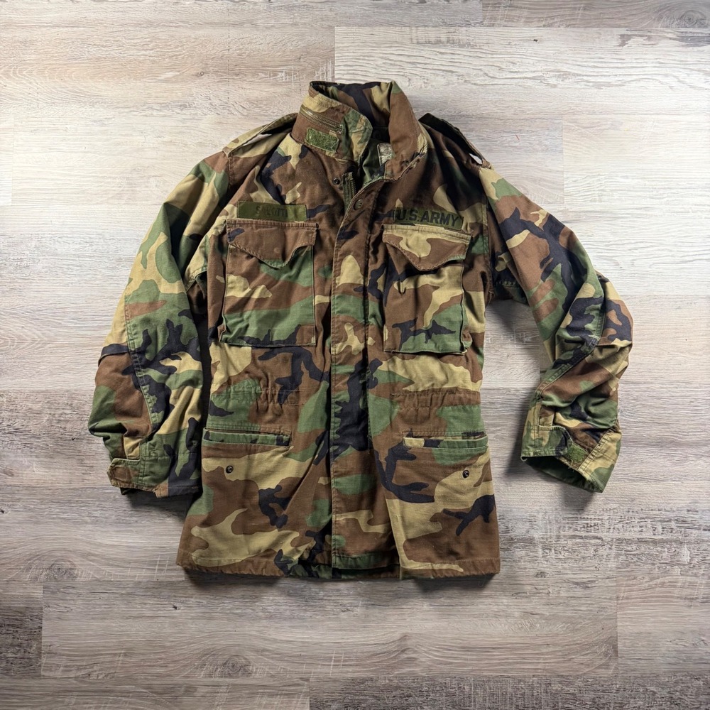 Vintage 80's US Army M-65 Woodland Camo Field Jacket Mens XS Regular Tactical